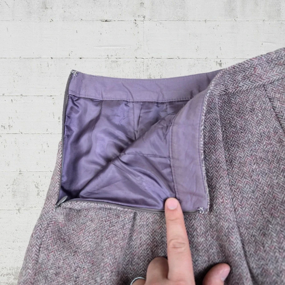 GAP Mauve Purple Herringbone Wool Pleated Flared Knee Length Skirt Size 2
